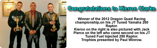 Winner of the 2012 Dragon Quad Racing championship,on his JT Tuned Yamaha 250 Raptor.